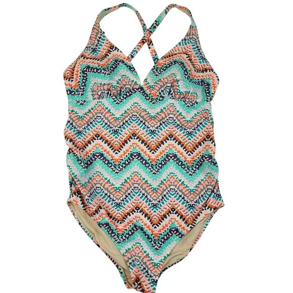 Liz Lange Maternity Swimsuit Medium Multicolor One Piece Bathing Suit - Picture 1 of 5